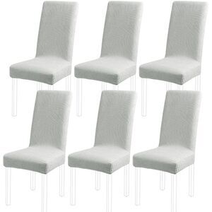 Chair SlipCovers Dining Room Set of 6 Stretch Spandex Fabric Light Gray